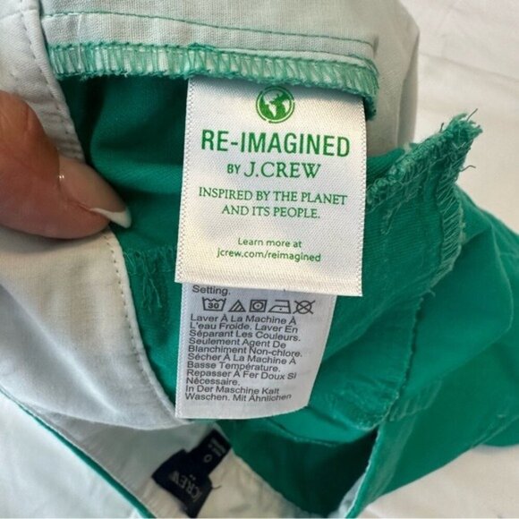 J.Crew Women's Linen Cotton Blend Summer Green Scalloped Hem shorts size 0 - Picture 7 of 10